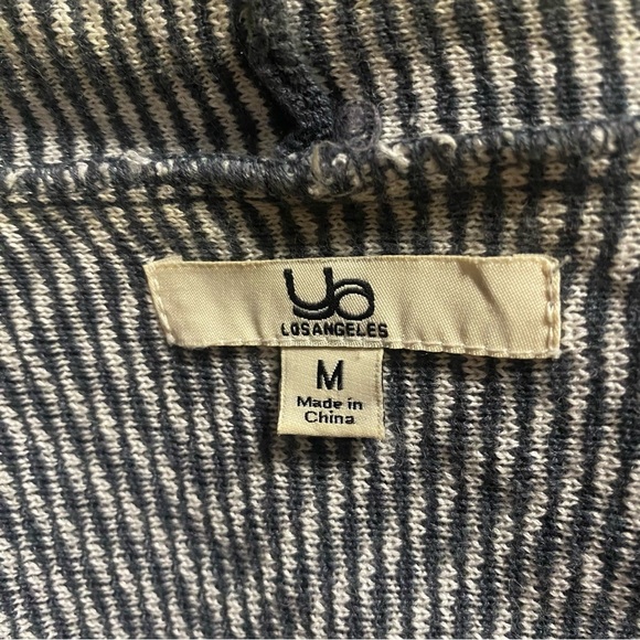 YA Los Angeles Blue White Aztec Print Fringe Open Front Knit Cardigan Vest - Picture 4 of 5